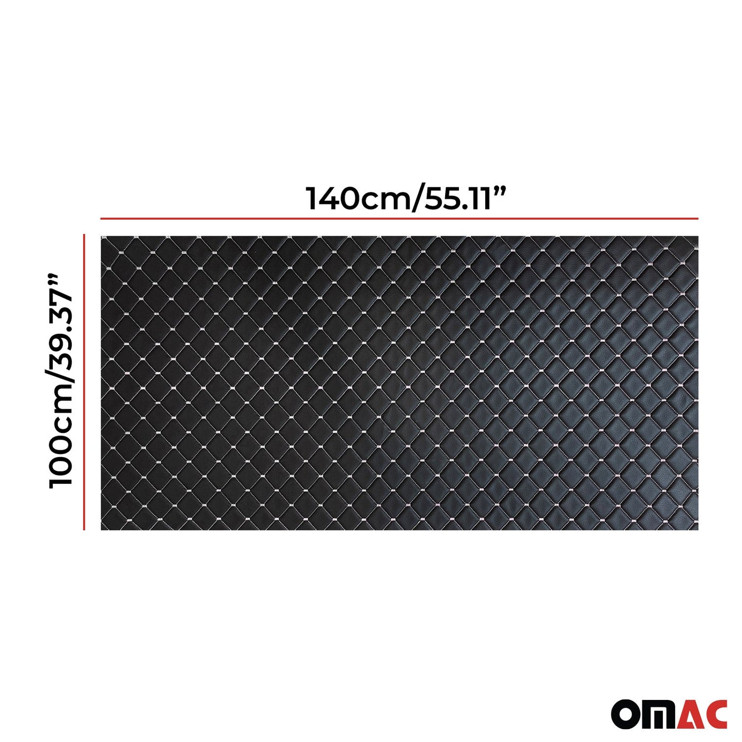 140 cm x 100 cm Tłoczona czarna sztuczna skóra, biała tapicerka samochodowa z ściegiem diamentowym