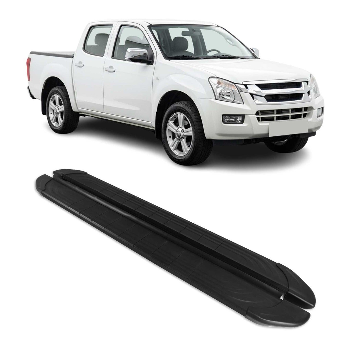 Trittbretter Seitenschweller für Isuzu D-Max DoubleCab 2002-2012 Alu Schwarz 2x
