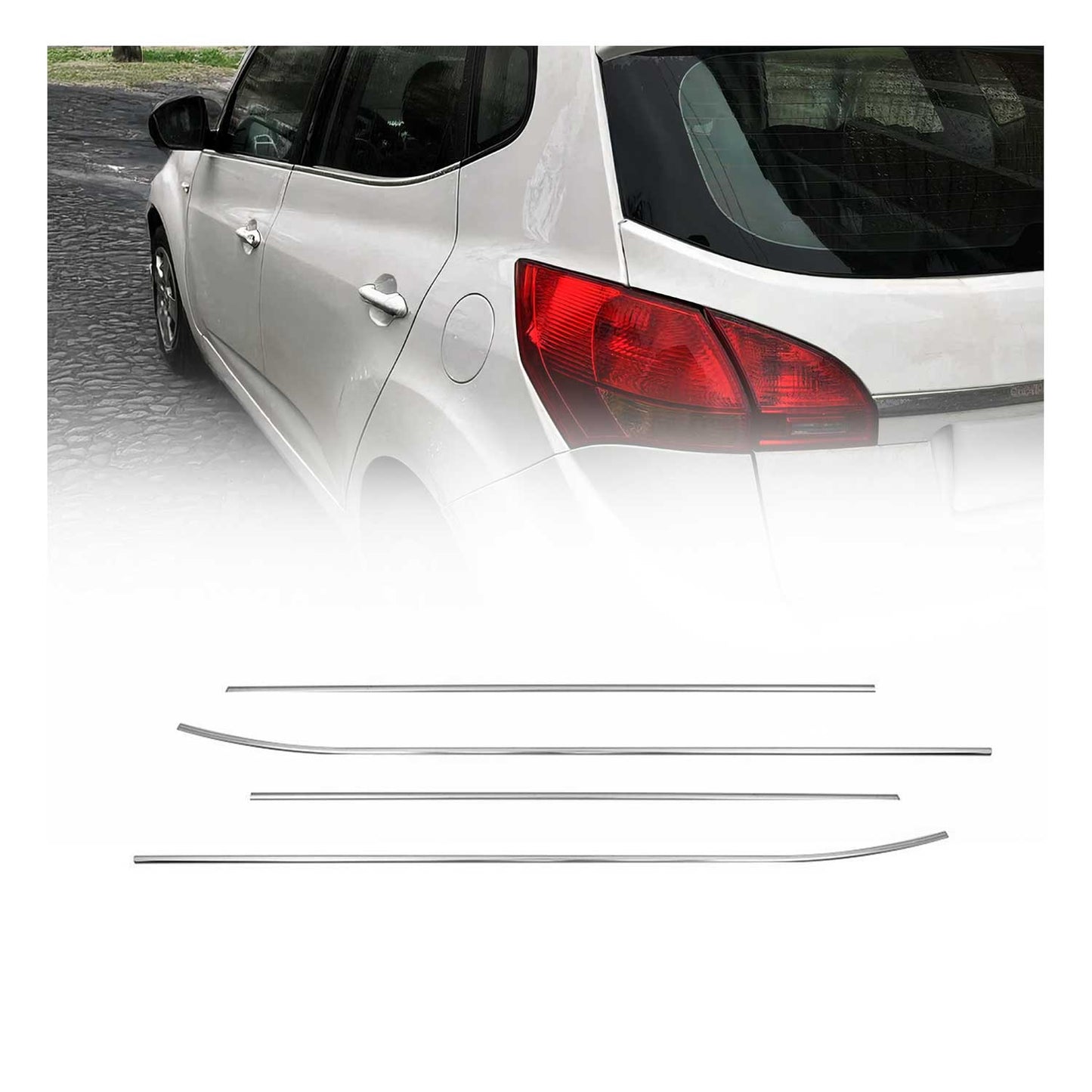 Benzi decorative pentru geamuri pentru Kia Venga 2010-2025, oțel inoxidabil cromat, 4 bucăți