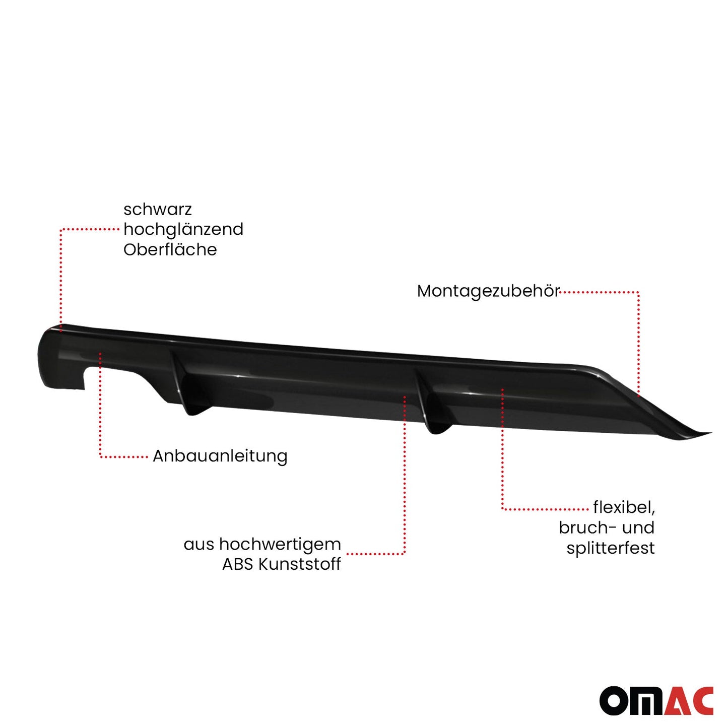 RDX Heckschürzenansatz Diffuser für Seat Leon 5F FR 5trg 2013-2017 Schwarz