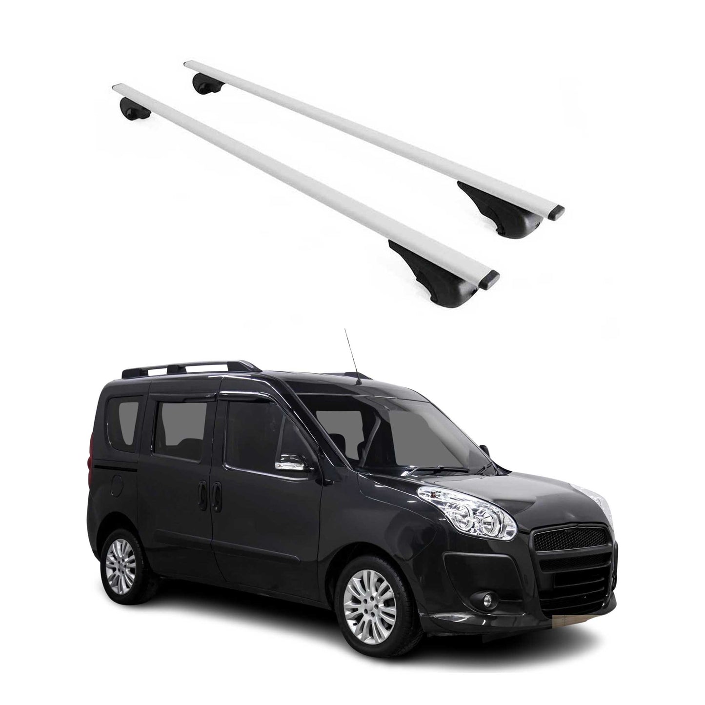Dachträger Grundtäger für Fiat Doblo 2010-2022 75kg Metall Silber 2 tlg