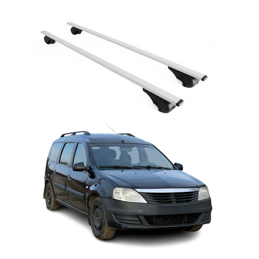 Portbagaj de plafon pentru Dacia Logan MCV mk1 2006-2012 75kg metal argintiu 2 buc