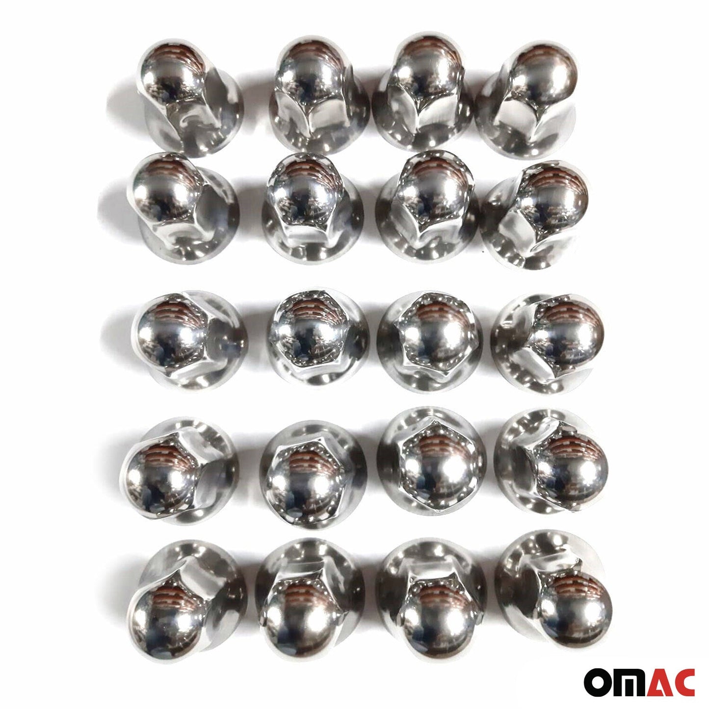 40x Glänzend Chrom Radmutterkappen Schutz Ø32mm für hohe Schrauben / LKW