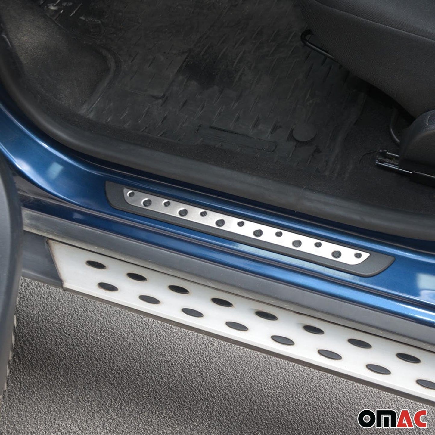 Ornamente prag uși pentru Opel Meriva 2003-2017, oțel inoxidabil, argintiu, set 4 piese