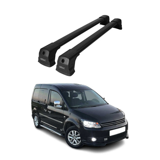 Dachträger Grundtäger für VW Caddy 2004-2015 75kg Aluminium Schwarz 2x