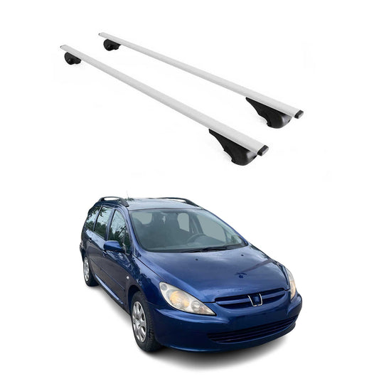 Portbagaj de plafon pentru Peugeot 307 Estate 2002-2008 75kg metal argintiu 2 buc