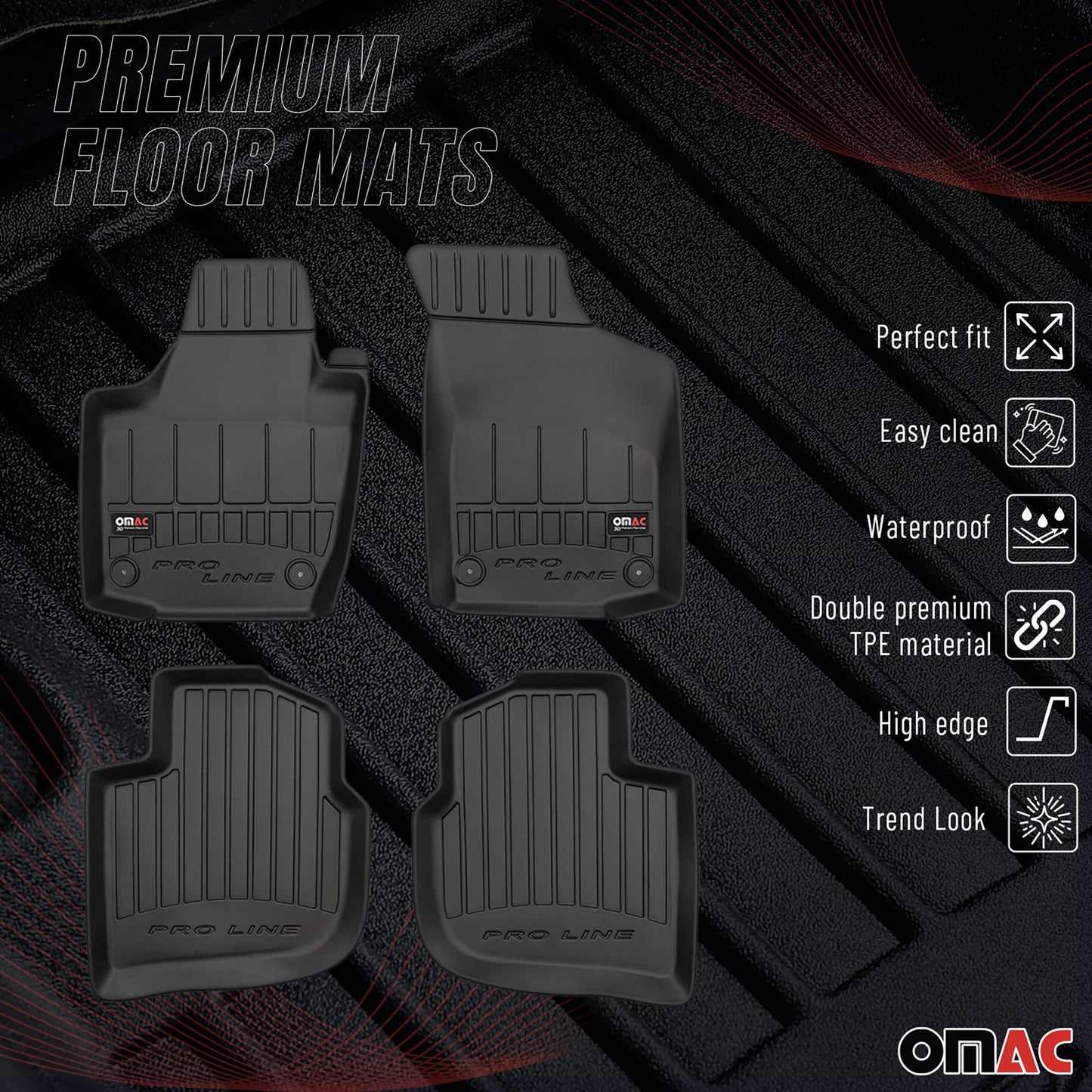 2012-2019 Skoda Rapid Fußmatten TPE Schwarz 4 tlg