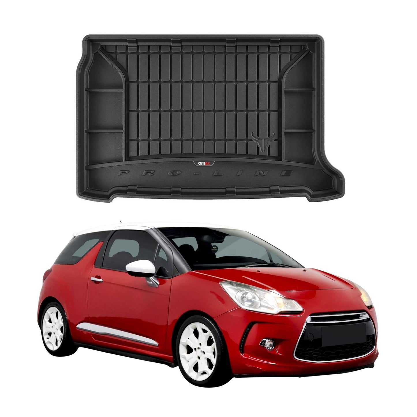 OMAC Gummi Kofferraumwanne für Citroen DS3 2009-2024 TPE Laderaumwanne Schwarz