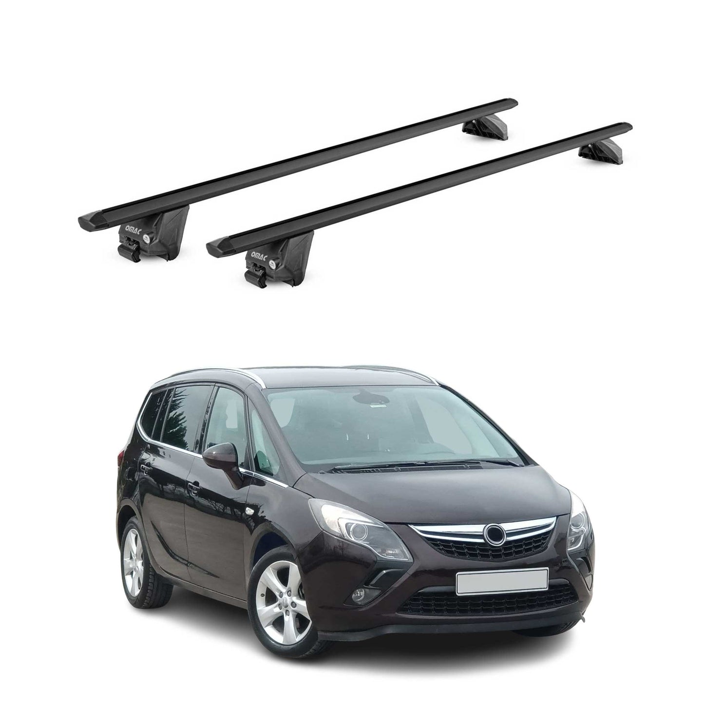 Portbagaj de plafon pentru Opel Zafira C Tourer 2011-2019 100kg Alu Negru ABE