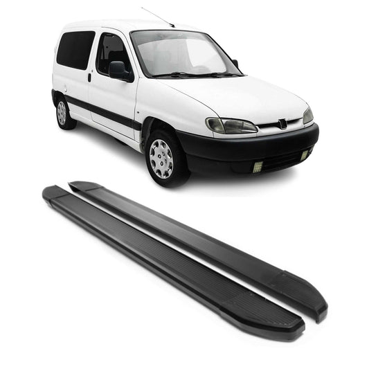 Praguri laterale/scarpe din aluminiu pentru Peugeot Partner 1996-2008, negre, set 2 piese