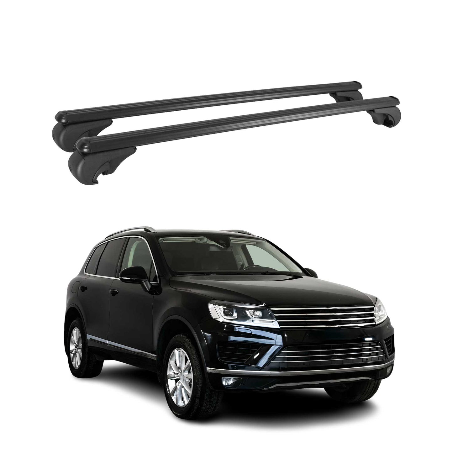 Portbagaj plafon pentru VW Touareg 2010-2025, portbagaj bază aluminiu negru 2x