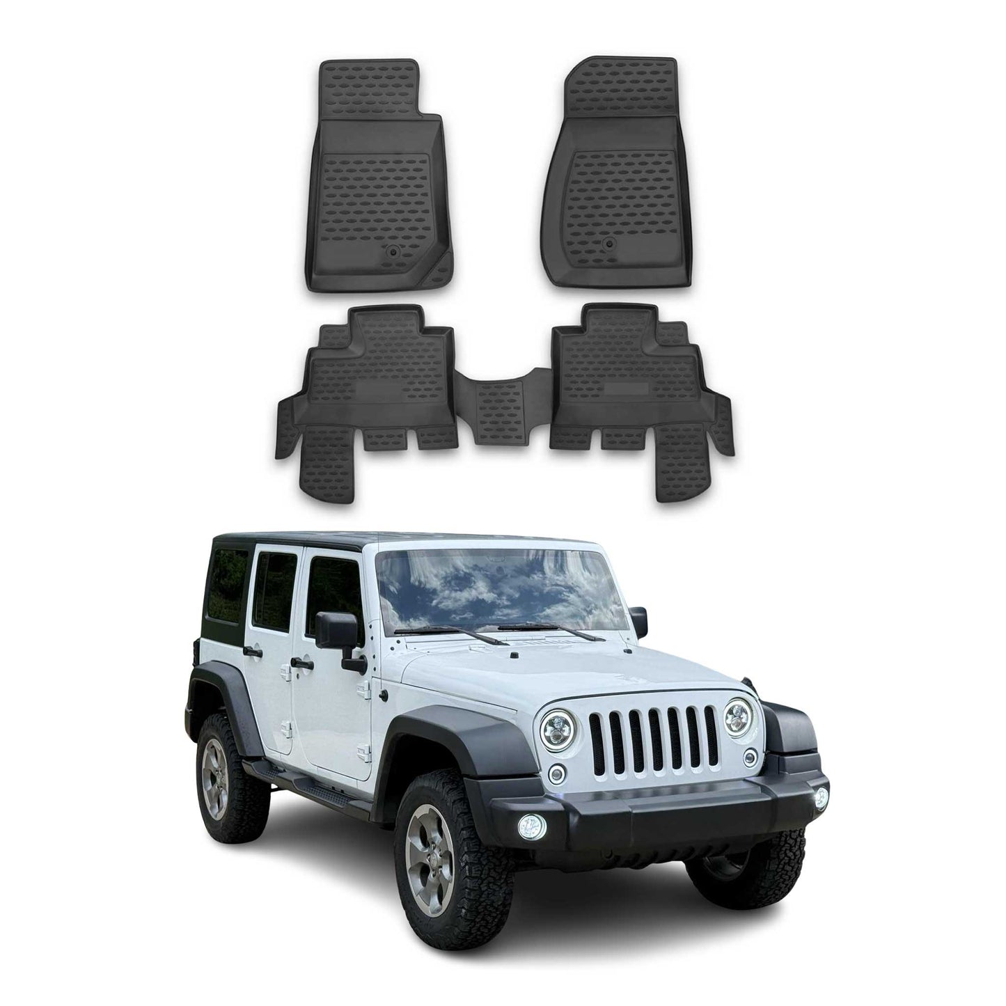 Covorașe Jeep Wrangler 2007-2017, TPE, negre, 4 buc.