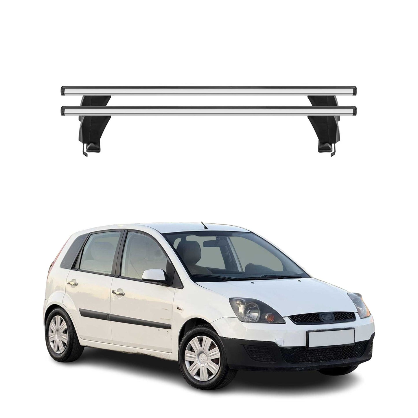Menabo Dachträger Grundtäger für Ford Fiesta 2002-2008 5tür 50kg Alu Silber 2x
