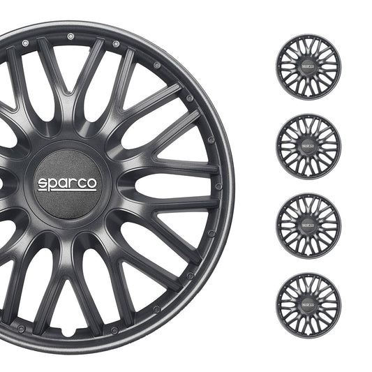Radkappen Radzierblenden Sparco Roma 14" Zoll Auto Abdeckung Set Grau 4 Stück