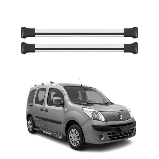 Portbagaj de plafon pentru Renault Kangoo mk2 2007-2021 75kg aluminiu argintiu 2 piese