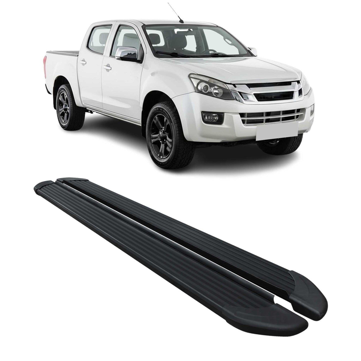 Seitenschweller Trittbretter für Isuzu D-Max DoubleCab 2012-2019 Alu Schwarz