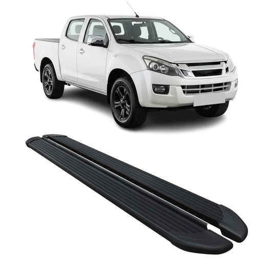 Seitenschweller Trittbretter für Isuzu D-Max DoubleCab 2012-2019 Alu Schwarz