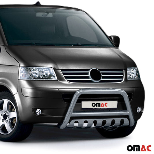 Bară de protecție/buton față pentru VW Transporter T5 2003-2015, certificată ABE, oțel inoxidabil, argintiu