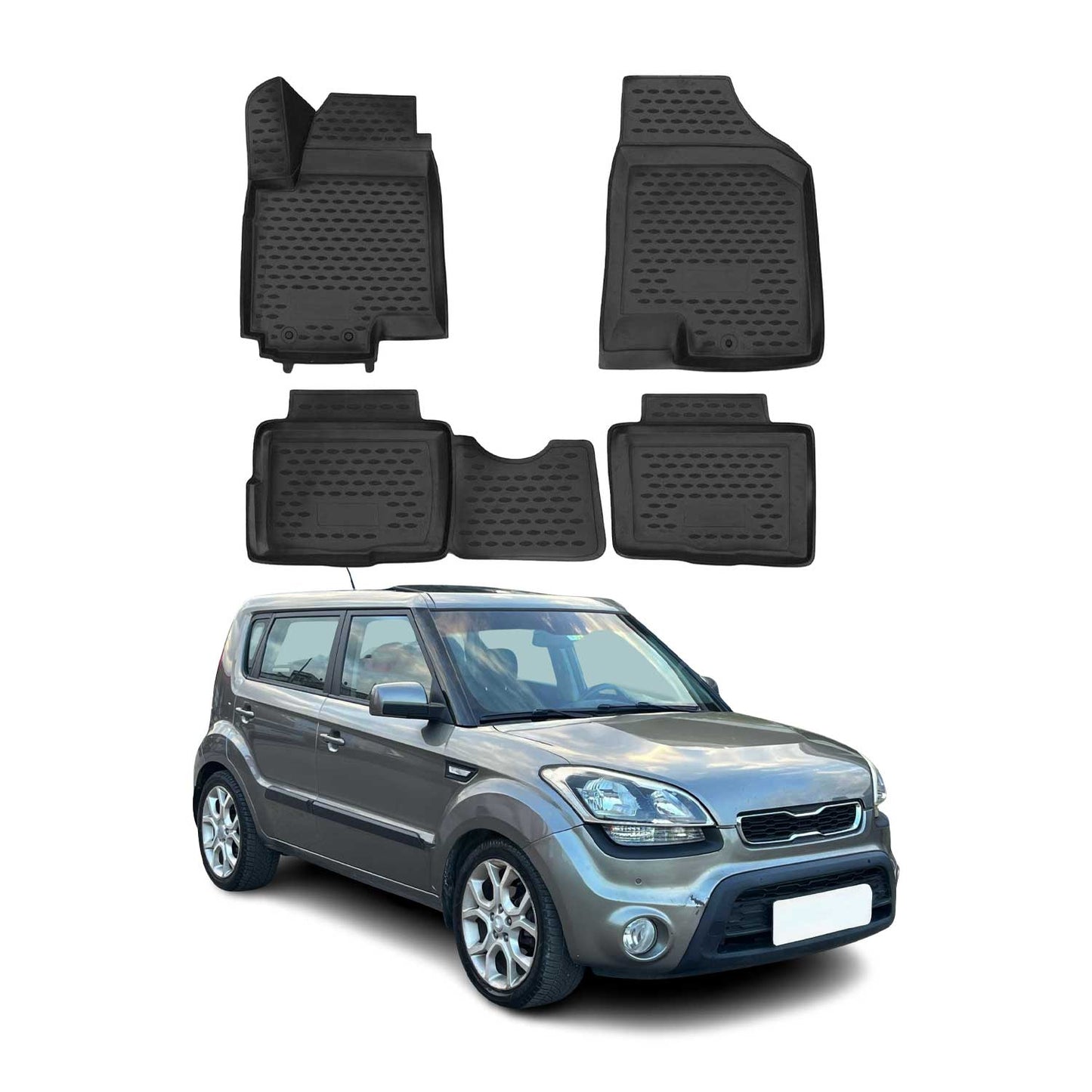 Covorașe auto Kia Soul 2008-2014, TPE, negre, 4 buc.