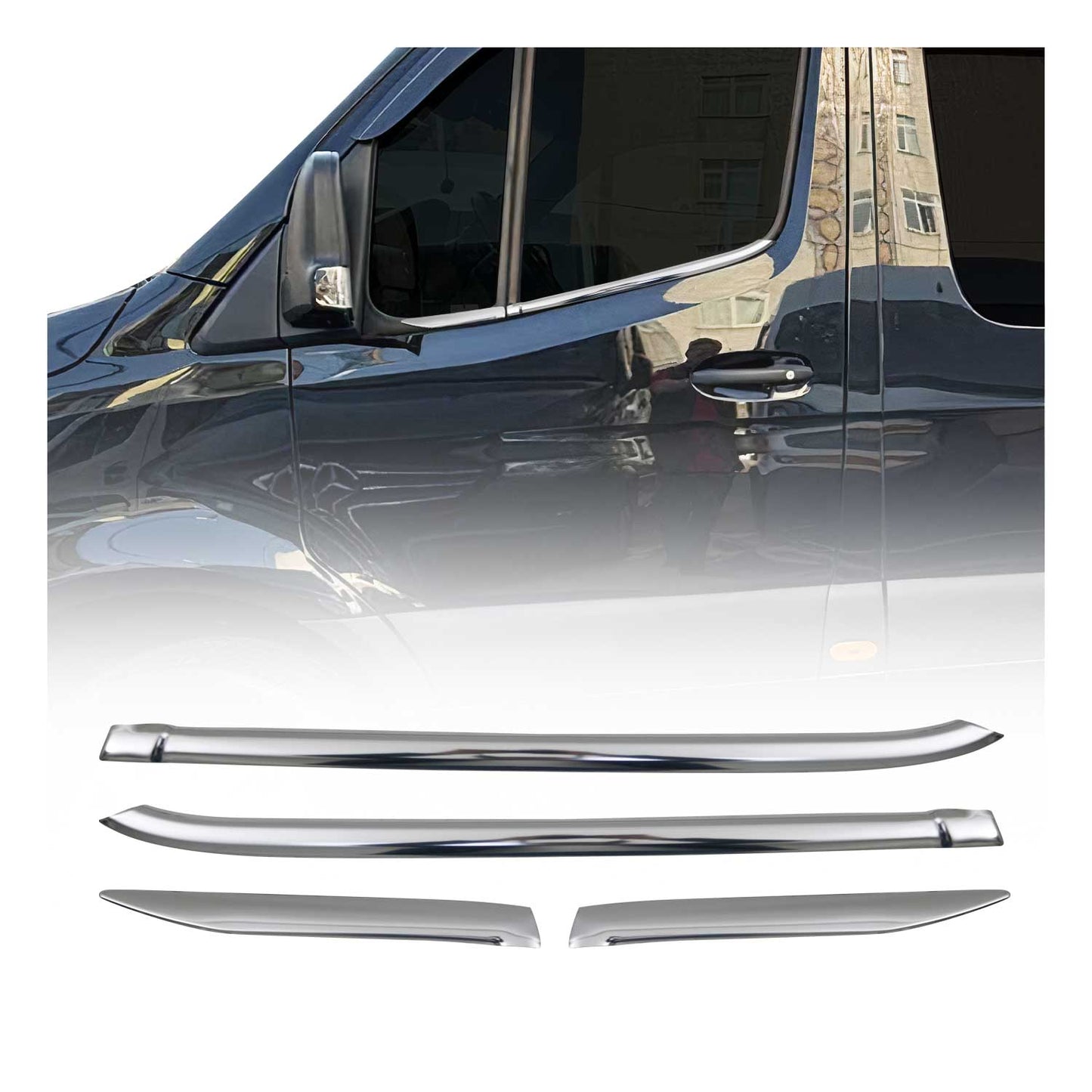 Fensterleisten Zierleisten für Mercedes Sprinter W907 W910 2018-2025 Chrom 4tlg