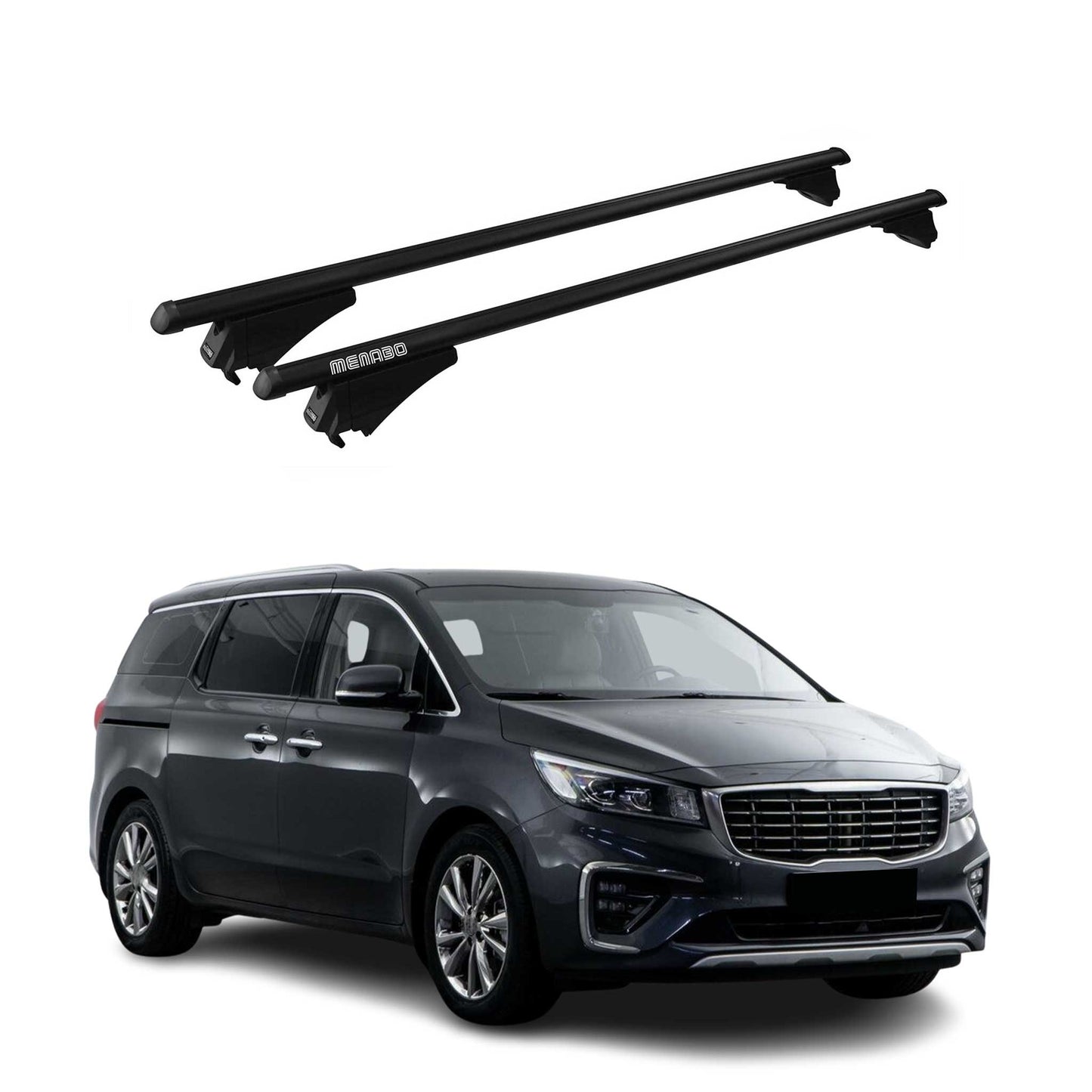 Menabo Portbagaj de plafon pentru Kia Carnival 2014-2020 75kg Aluminiu Negru 2 piese
