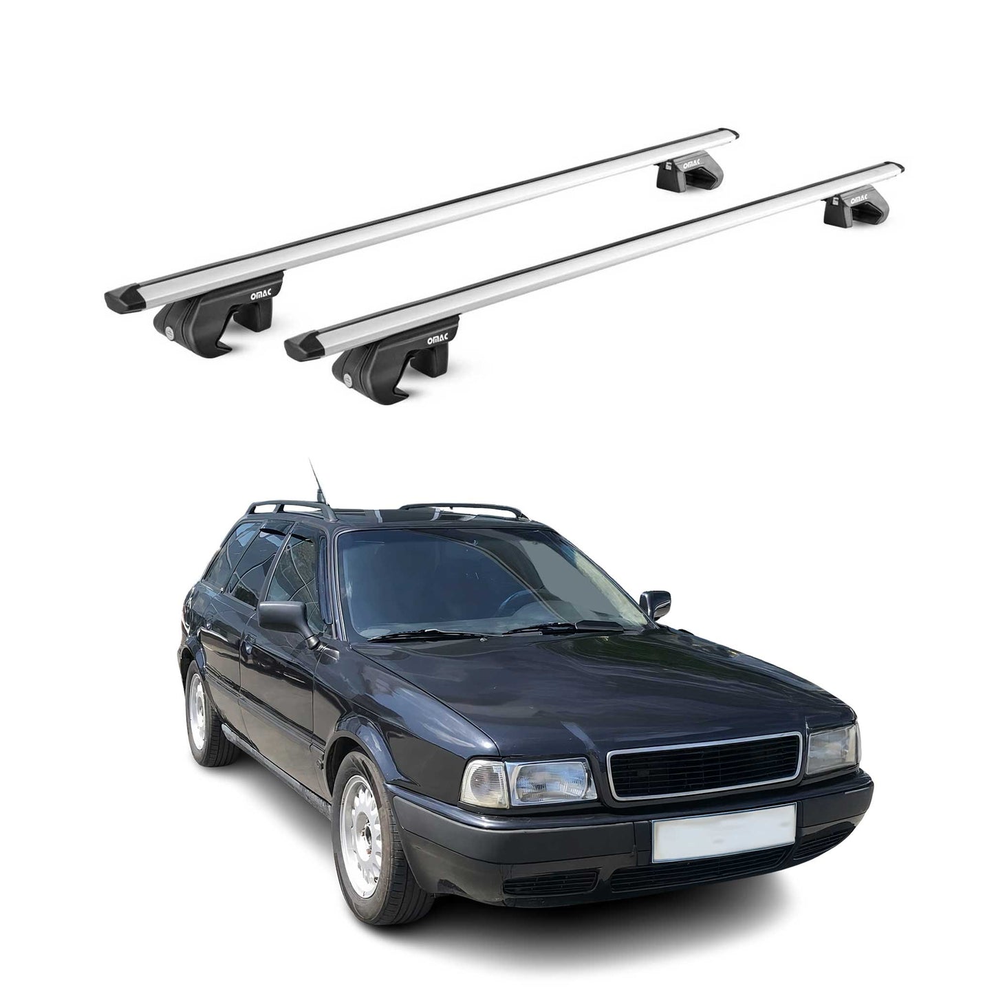 Dachträger Grundtäger für Audi 80 Avant 1992-1995 90kg Alu Silber 2 tlg ABE