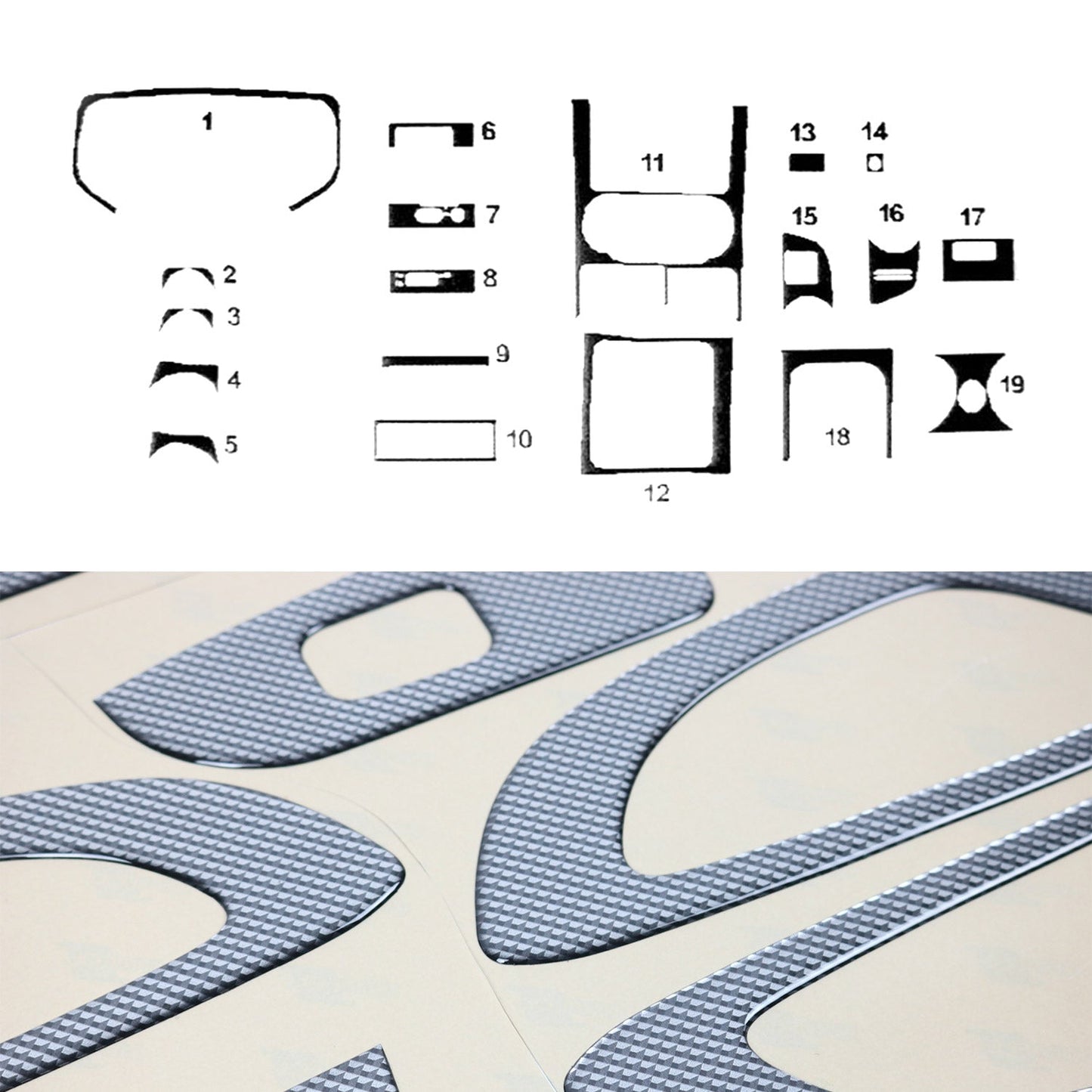 Ornamente interioare cockpit pentru Isuzu D-Max 2008-2012, aspect carbon, 19 bucăți
