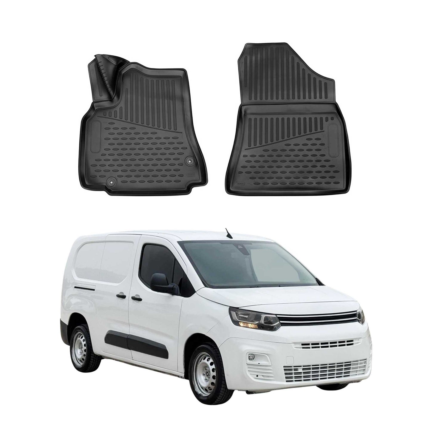 OMAC Gummimatten Fußmatten für Peugeot Partner Tepee 2018-2025 TPE Schwarz 2x