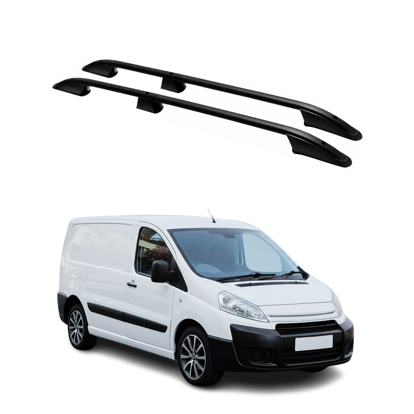 Dachreling Dachgepäckträger für Citroen Jumpy 2007-2017 L1 Kurzer Schwarz 2tlg