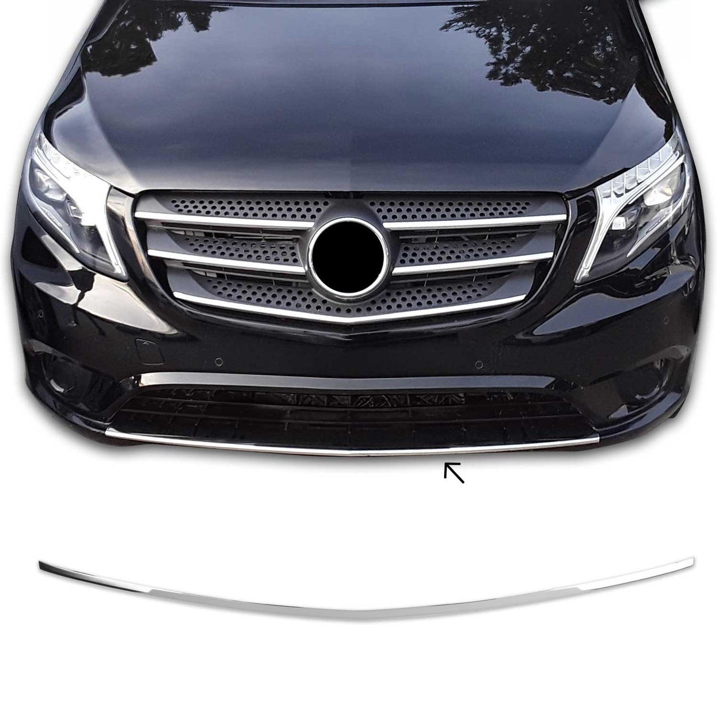 Benzi decorative grilă radiator pentru Mercedes Vito W447 2014-2025 Crom Argintiu