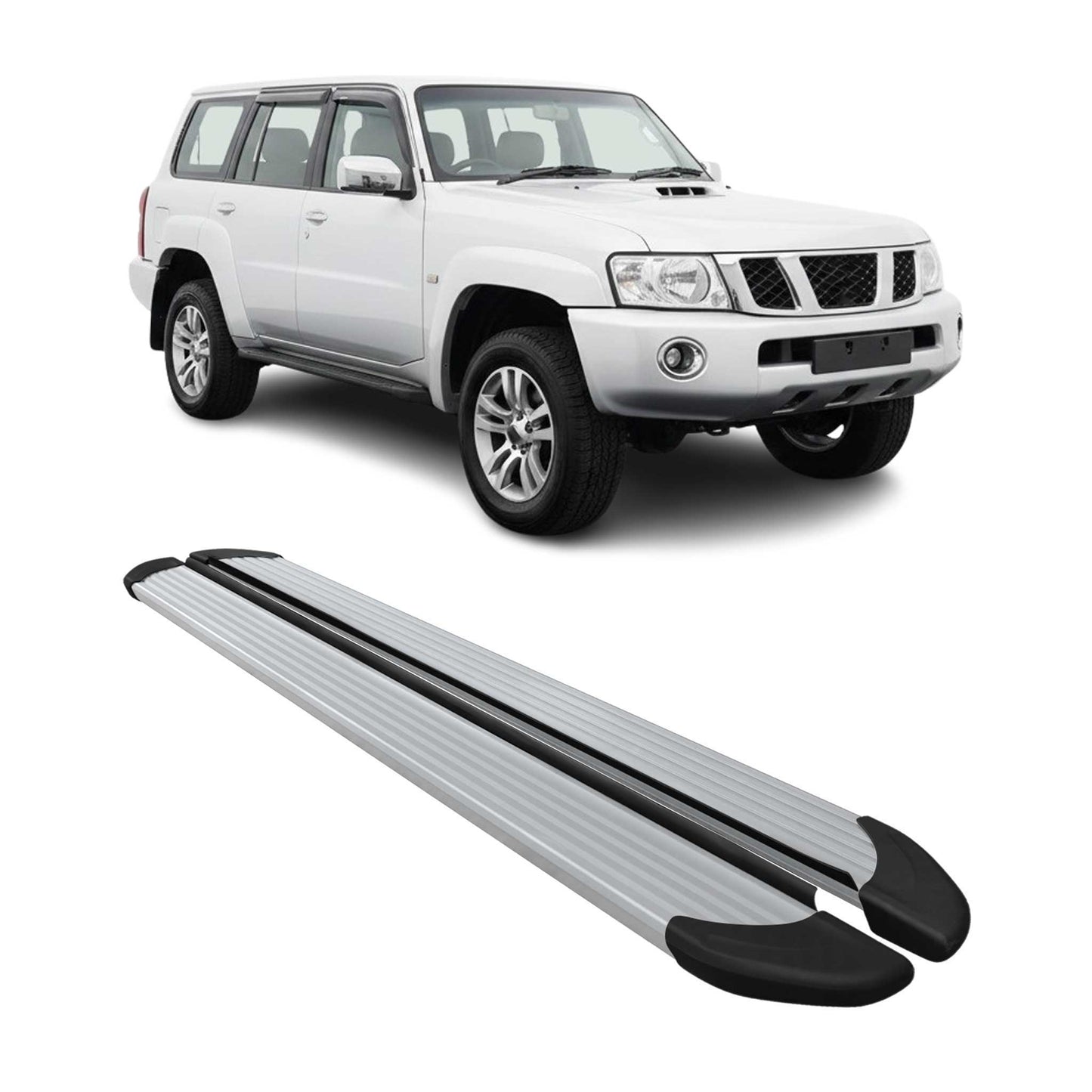Seitenschweller Trittbretter Schweller für Nissan Patrol 2010-2025 Alu Grau