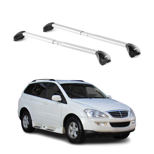 Portbagaj de plafon pentru Ssangyong Kyron 2005-2014 5 uși 100 kg gri aluminiu 2x ABE