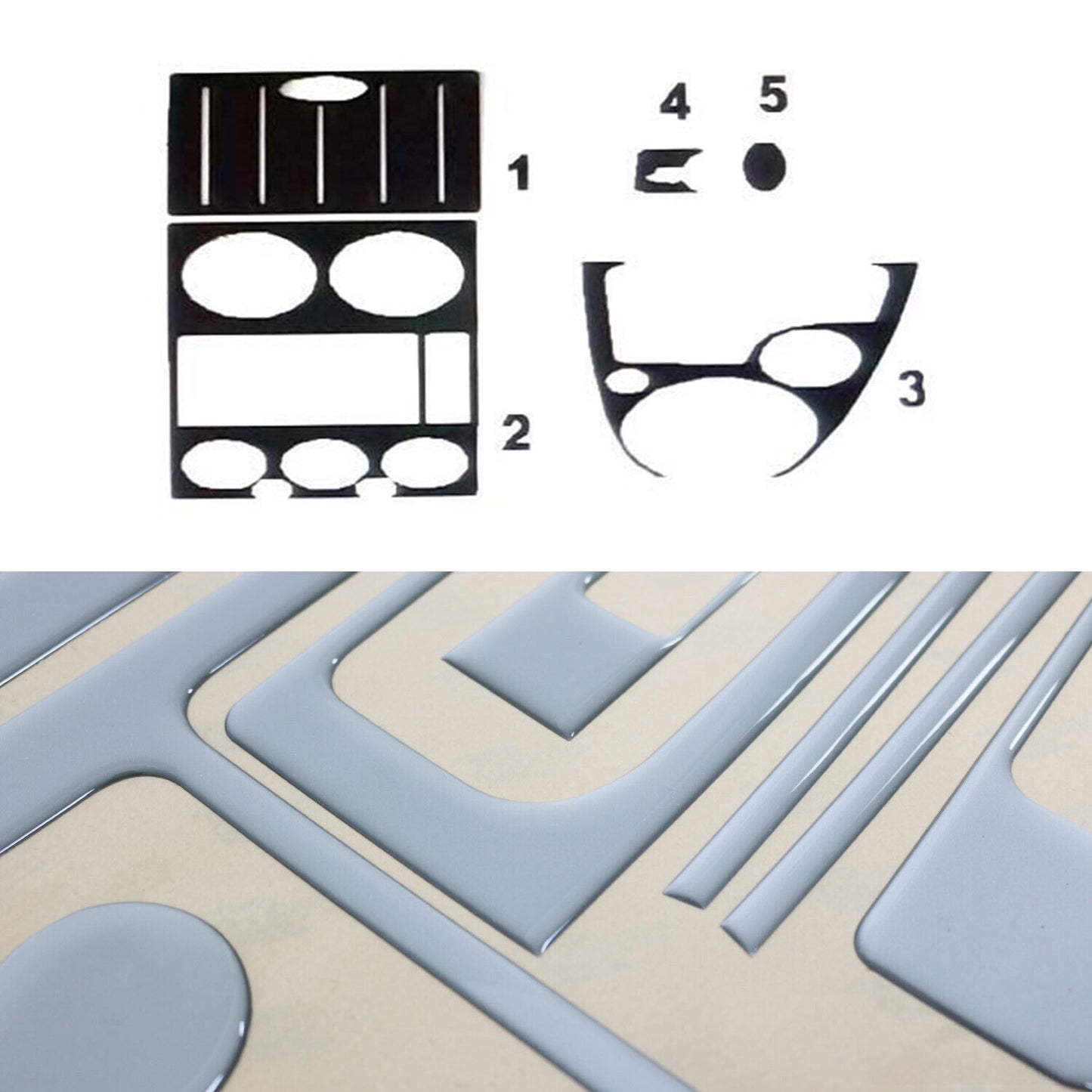 Ornamente interioare pentru cockpit pentru Ford Fusion 2002-2005, aspect aluminiu, 5 bucăți