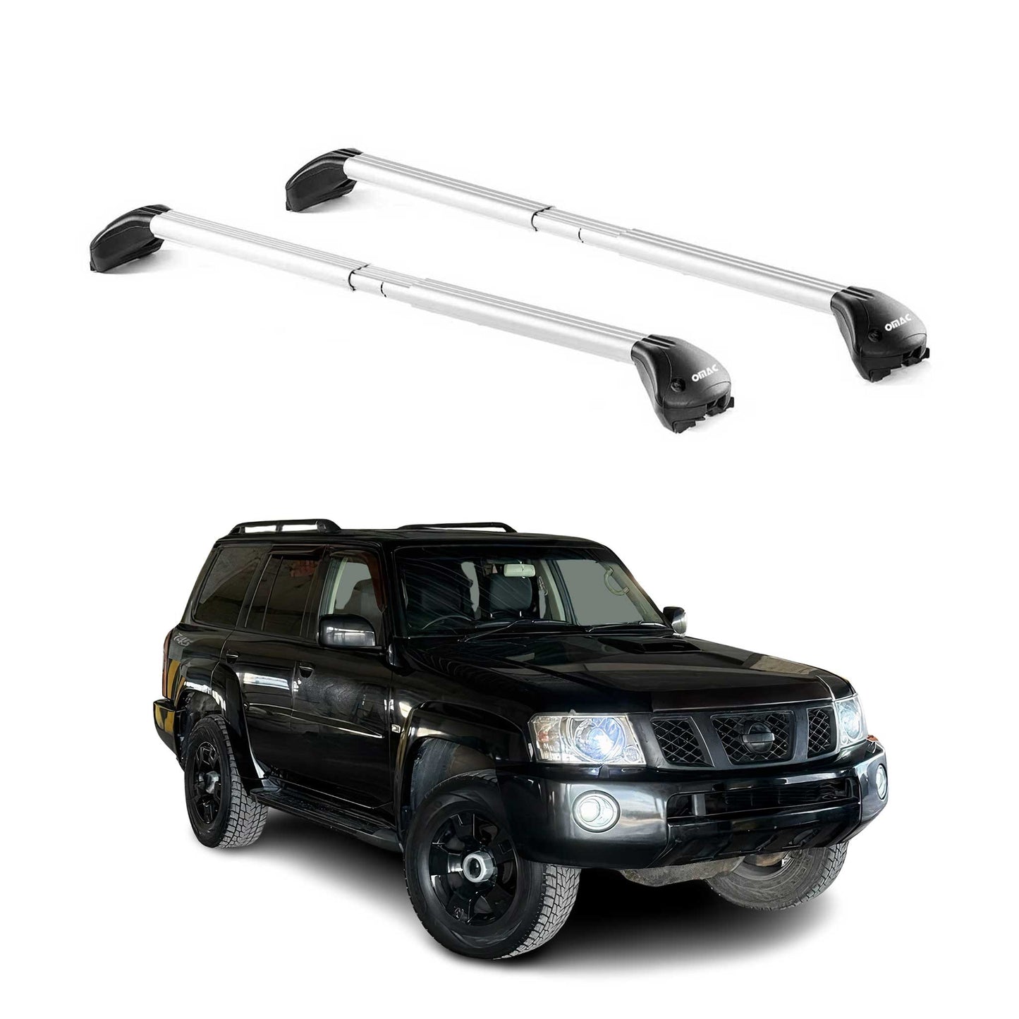 Portbagaj de plafon pentru Nissan Patrol Y61 1997-2010 5 uși 100 kg aluminiu argintiu ABE