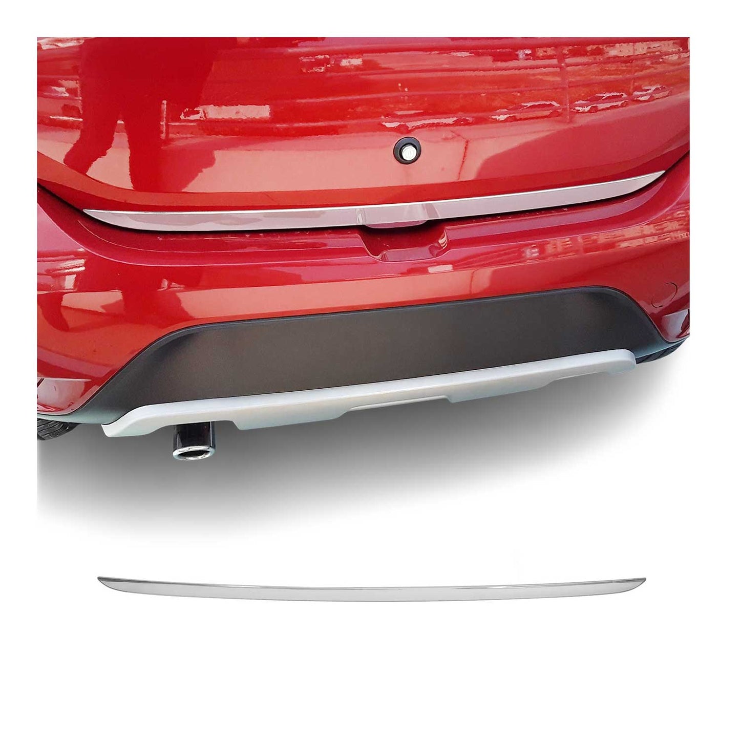 Bandă decorativă portbagaj, bandă decorativă spate pentru Dacia Sandero 2012-2020, crom argintiu inferior, 1 bucată