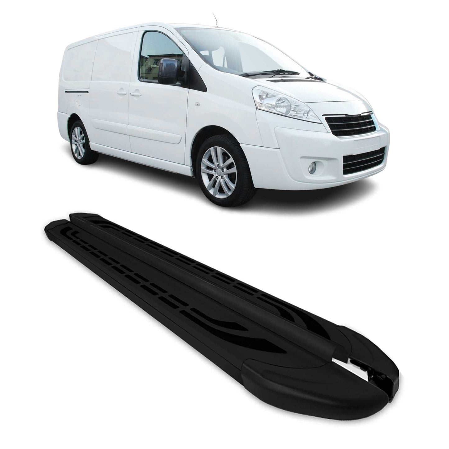 Trittbretter Seitenbretter für Peugeot Expert 2007-2016 L2 Langer Alu Schwarz