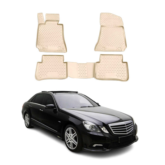 2009-2016 Mercedes E Klasse W212 Fußmatten TPE Beige 4 tlg