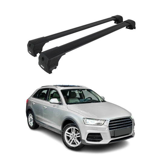 Dachträger Grundtäger für Audi Q3 mk1 2011-2018 75kg Aluminium Schwarz 2 tlg