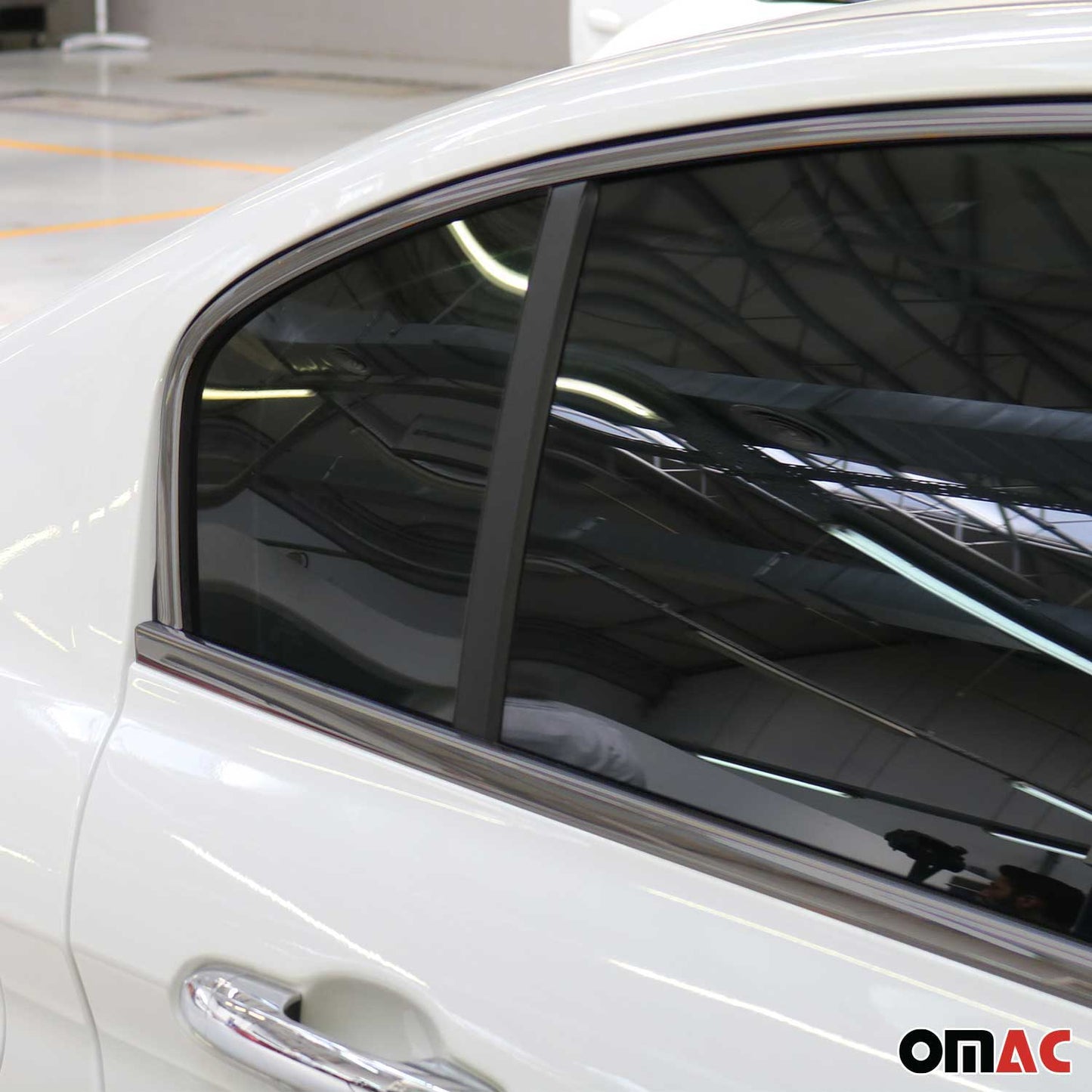 Benzi decorative pentru geamuri Fiat Tipo 2016-2025, oțel inoxidabil, culoare închisă, 8 bucăți