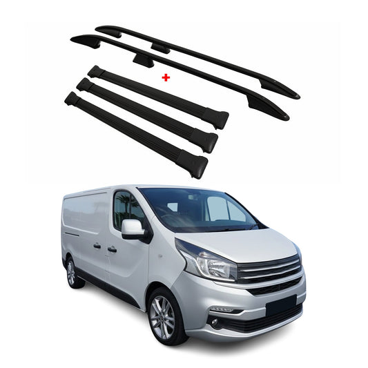 Dachreling + Dachträger für Fiat Talento 2016-2024 L2 Langer RS Alu Schwarz 5x