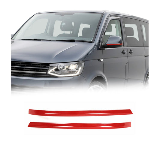 Spiegelkappen Leiste für VW Transporter T5 2010-2015 Edelstahl Rot 2tlg