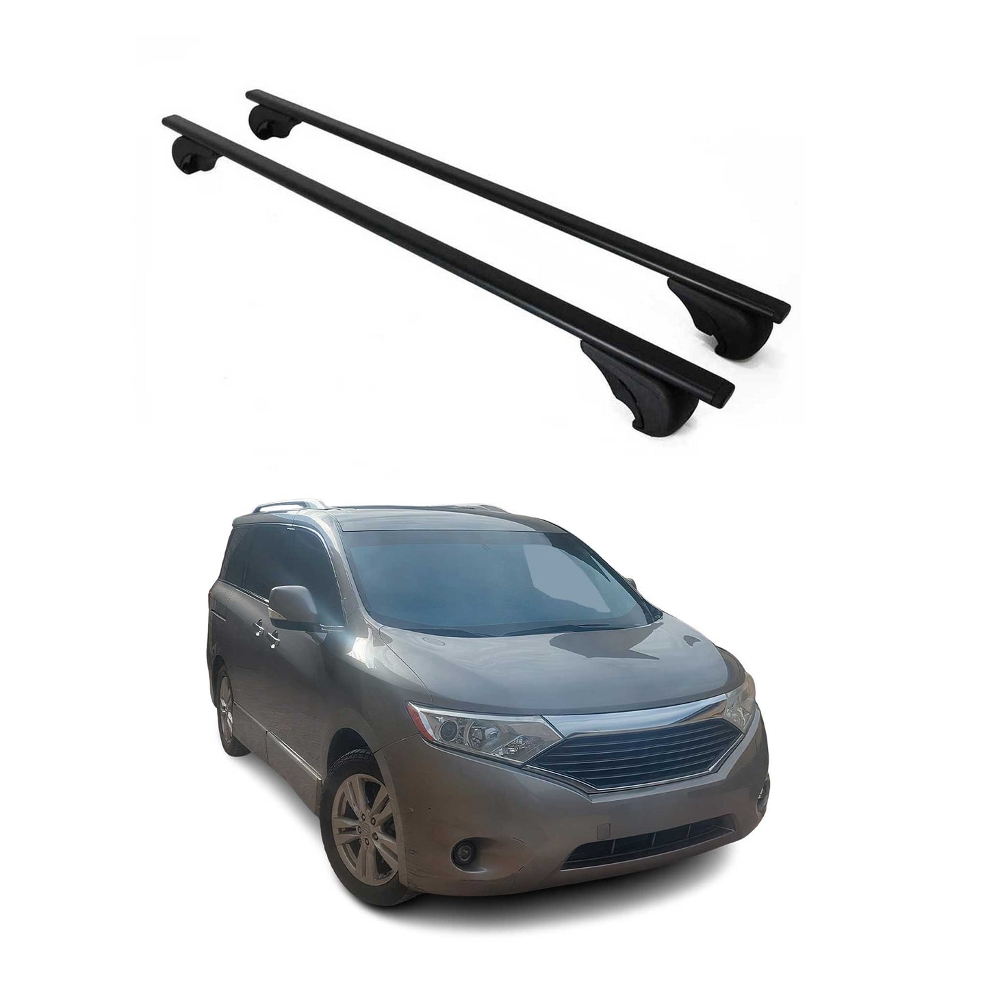Portbagaj de plafon pentru Nissan Quest 2011-2017 75kg, negru metalic, 2 buc.