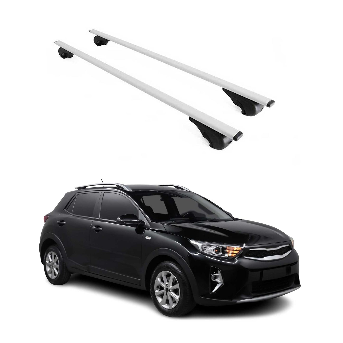 Portbagaj de plafon pentru Kia Stonic 2017-2025, 75 kg, metal, argintiu, 2 bucăți