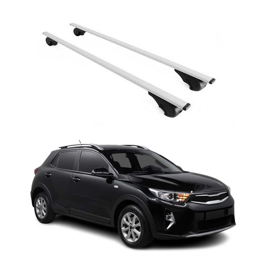 Portbagaj de plafon pentru Kia Stonic 2017-2025, 75 kg, metal, argintiu, 2 bucăți
