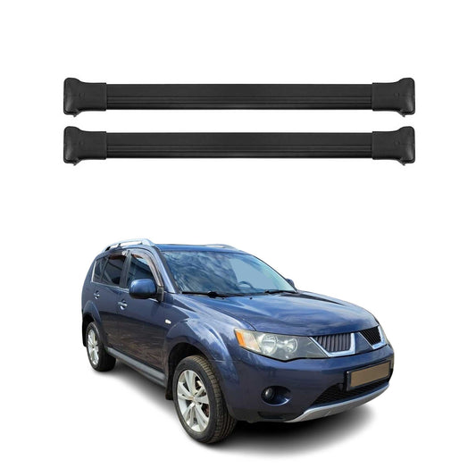 Portbagaj de plafon pentru Mitsubishi Outlander 2008-2012 75kg aluminiu negru 2 piese