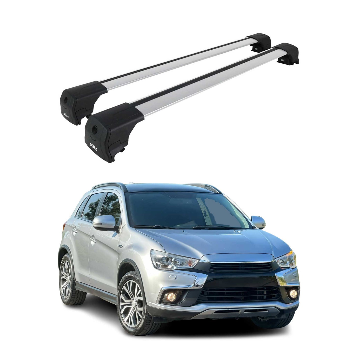 Portbagaj de plafon pentru Mitsubishi ASX 2010-2023 75kg aluminiu argintiu 2 buc