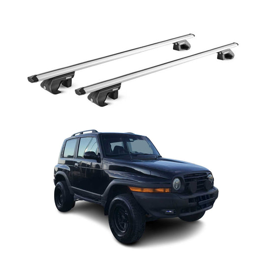 Portbagaj de plafon pentru SsangYong Korando 1996-2006 3 uși 90kg gri aluminiu 2x ABE