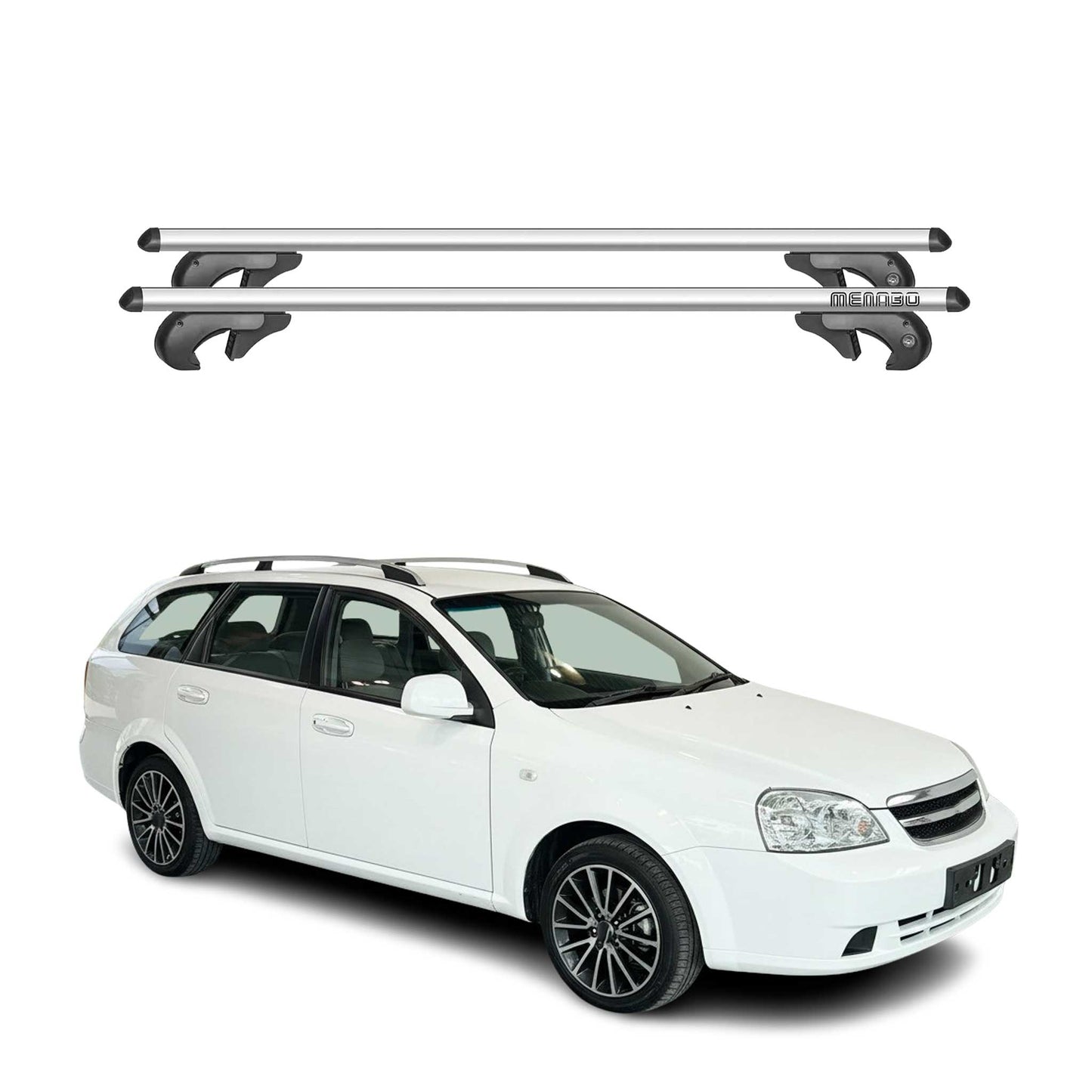 Menabo Dachträger Grundtäger für Chevrolet Nubira Kombi 2004-2007 90kg Silber 2x