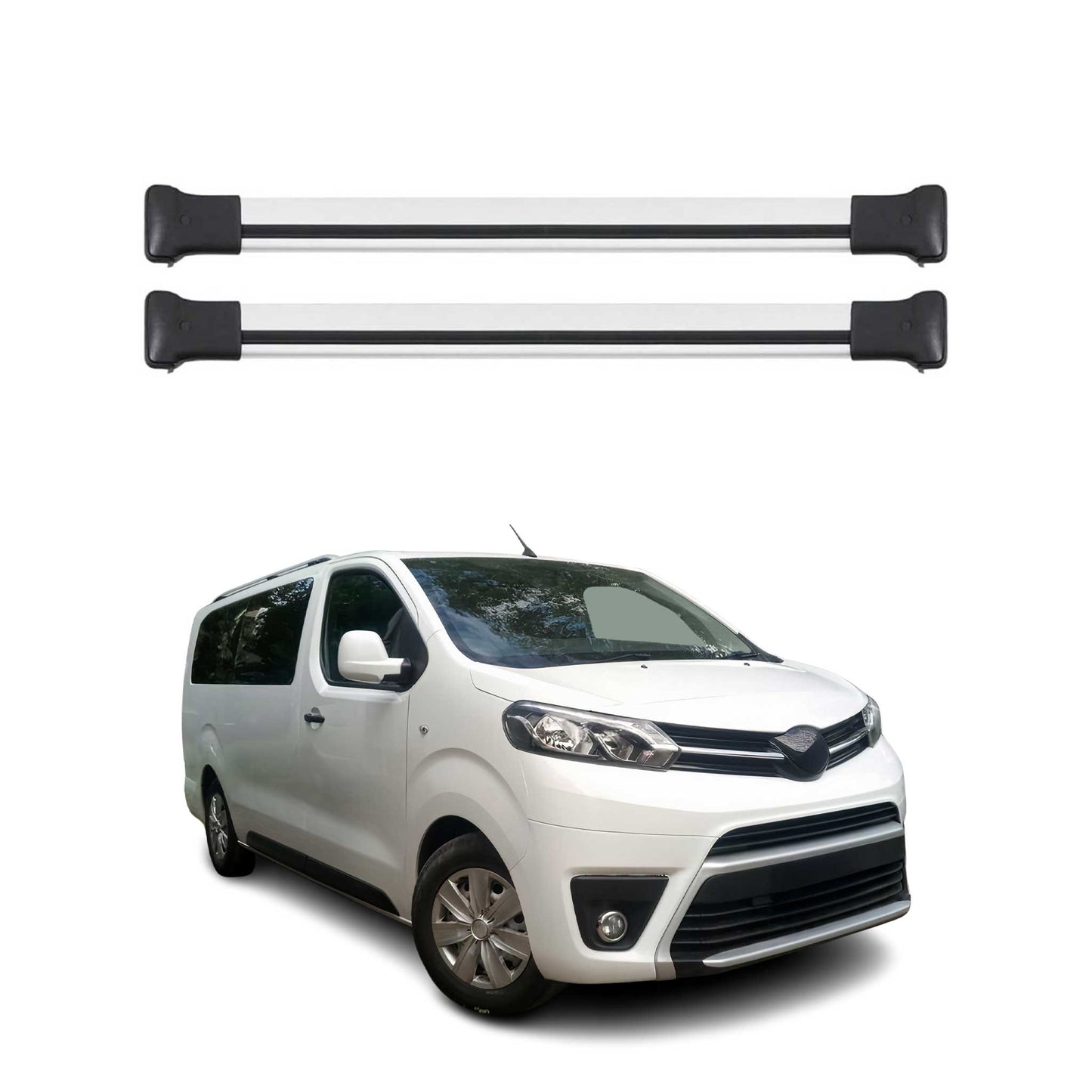 Portbagaj de plafon pentru Toyota Proace 2016-2025 75kg aluminiu argintiu 2 buc