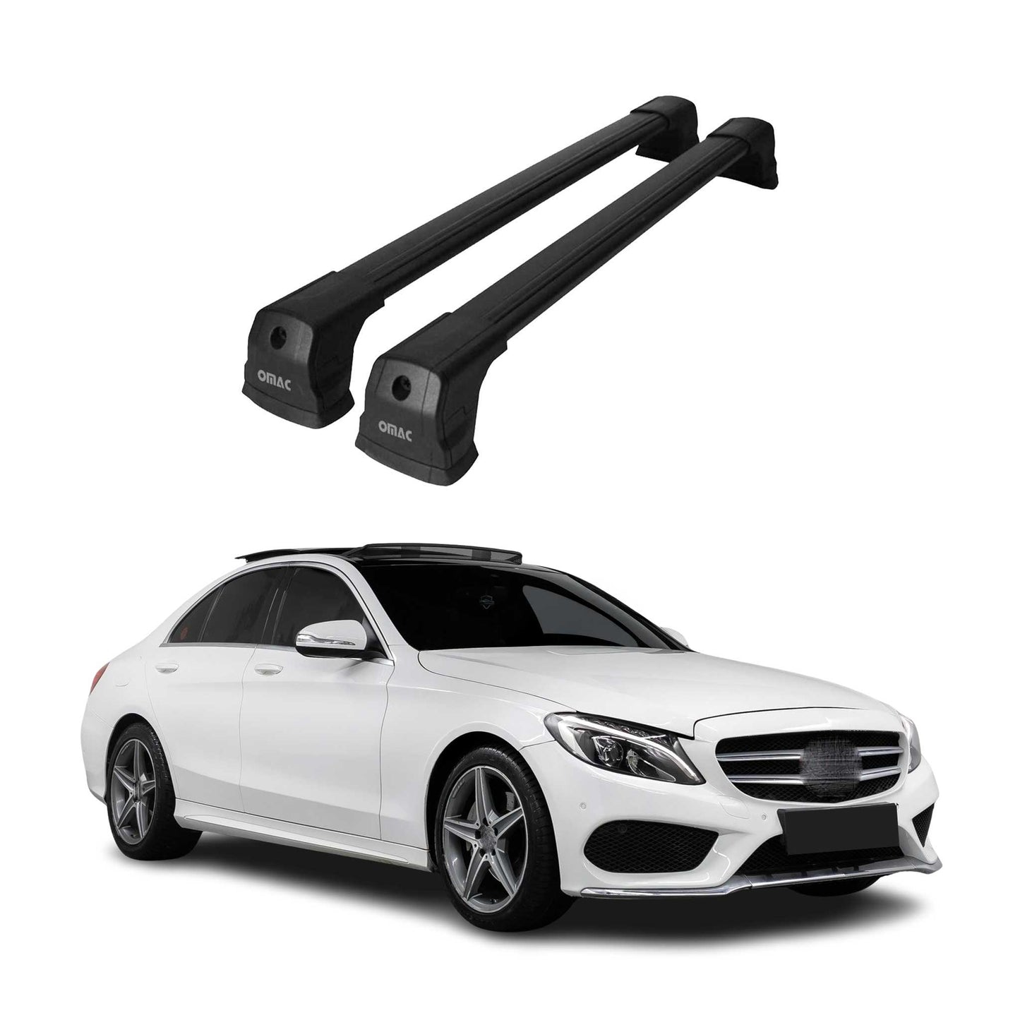 Dachträger Gepäckträger für Mercedes C Klasse W205 2014-2021 Aluminium Schwarz